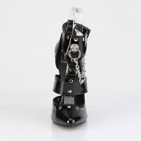 DOMINA-118 High Heel Sandaletten - Schwarz Lack von Devious – Ansicht 2