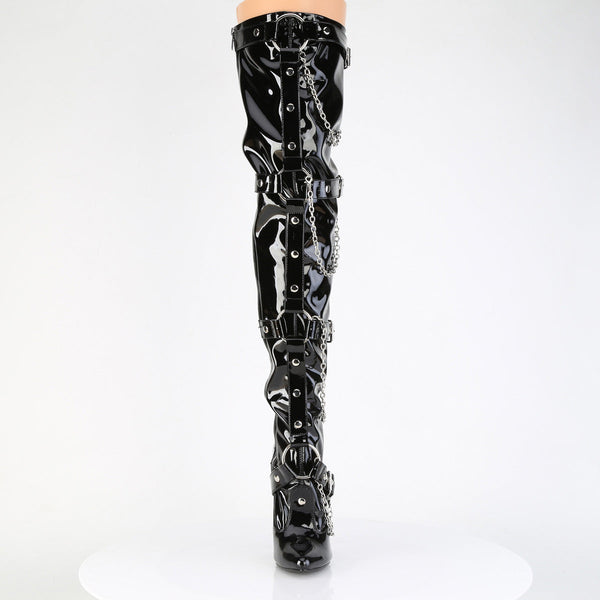 DOMINA-3027 Plateau Overknee Stiefel - Schwarz Lack von Devious – Ansicht 2