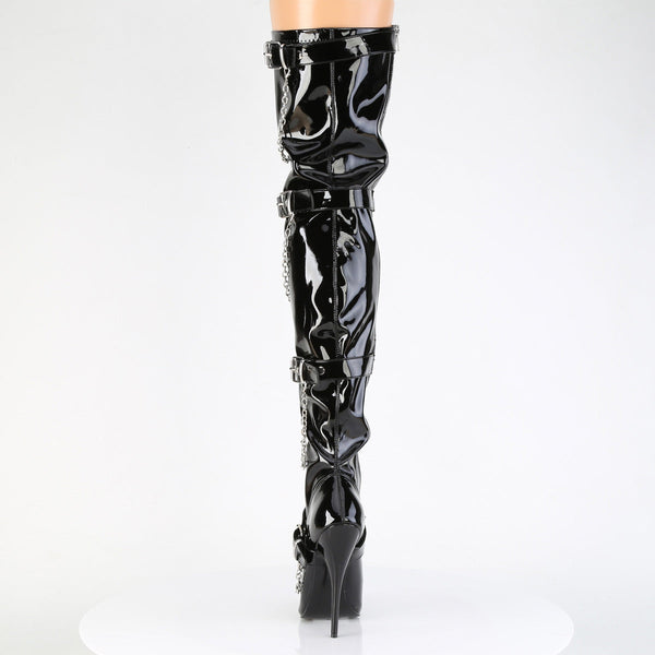 DOMINA-3027 Plateau Overknee Stiefel - Schwarz Lack von Devious – Ansicht 4