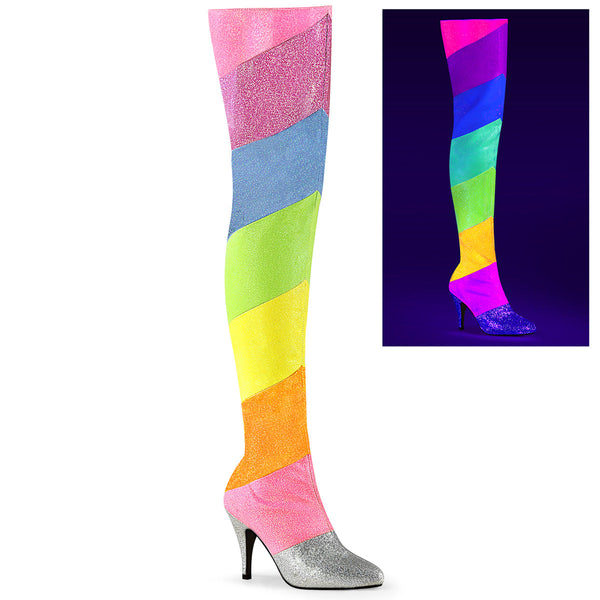 DREAM-3012RBG Overknee Stiefel Schwarz UV von Pleaser Pink Label