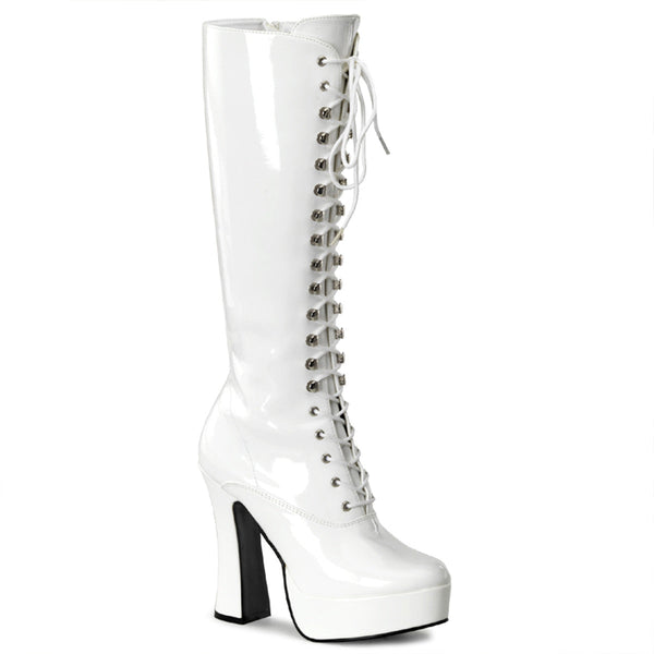 ELECTRA-2020 Plateau Stiefel - Lack Weiß von Pleaser