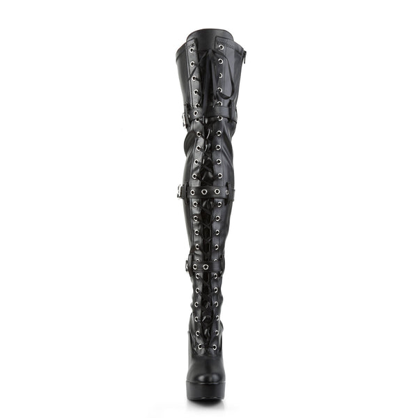 ELECTRA-3028 Plateau Overknee Stiefel Schwarz von Pleaser – Ansicht 2