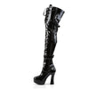 ELECTRA-3028 Plateau Overknee Stiefel Lack Schwarz von Pleaser – Ansicht 3
