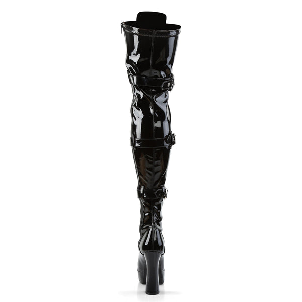 ELECTRA-3028 Plateau Overknee Stiefel Lack Schwarz von Pleaser – Ansicht 4