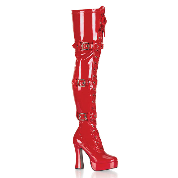 ELECTRA-3028 Plateau Overknee Stiefel Lack Rot von Pleaser