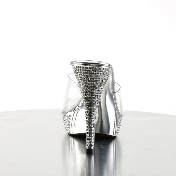 ELEGANT-401 Plateau Pantoletten Silber Glitzer von Fabulicious – Ansicht 4