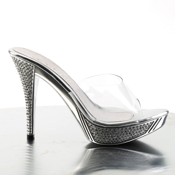 ELEGANT-401 Plateau Pantoletten Silber Glitzer von Fabulicious – Ansicht 5