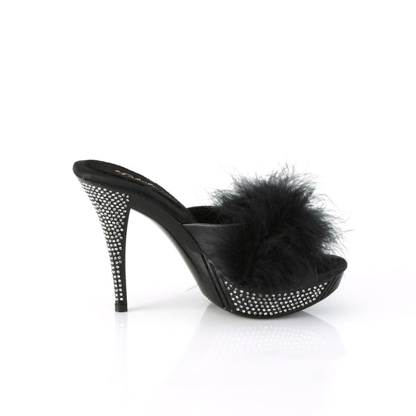 ELEGANT-401F Plateau Pantoletten mit Plüsch und Glitzer - Schwarz von Fabulicious – Ansicht 5