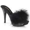 ELEGANT-401F Plateau Pantoletten mit Plüsch und Glitzer - Schwarz von Fabulicious
