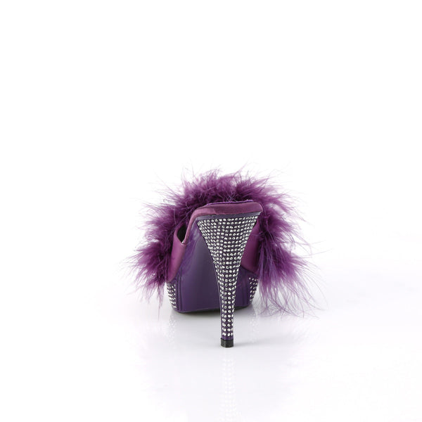 ELEGANT-401F Plateau Pantoletten mit Plüsch und Glitzer - Violett von Fabulicious – Ansicht 4