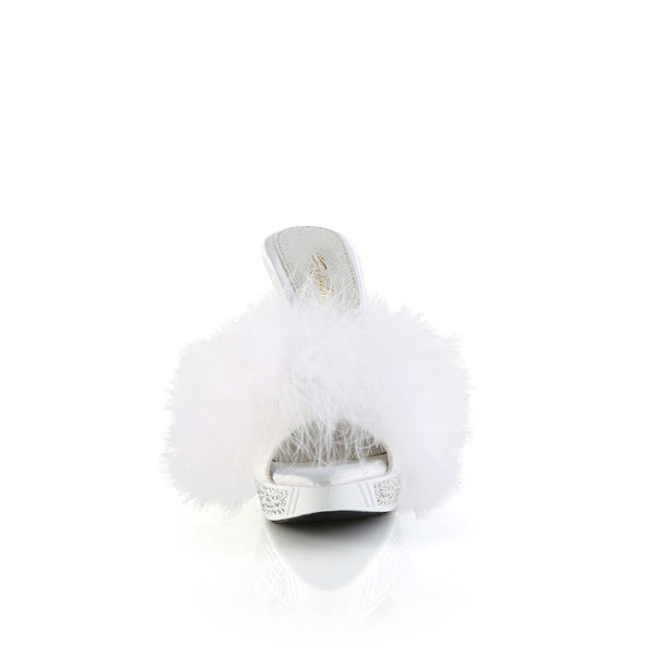 ELEGANT-401F Plateau Pantoletten mit Plüsch und Glitzer - Weiß von Fabulicious – Ansicht 2