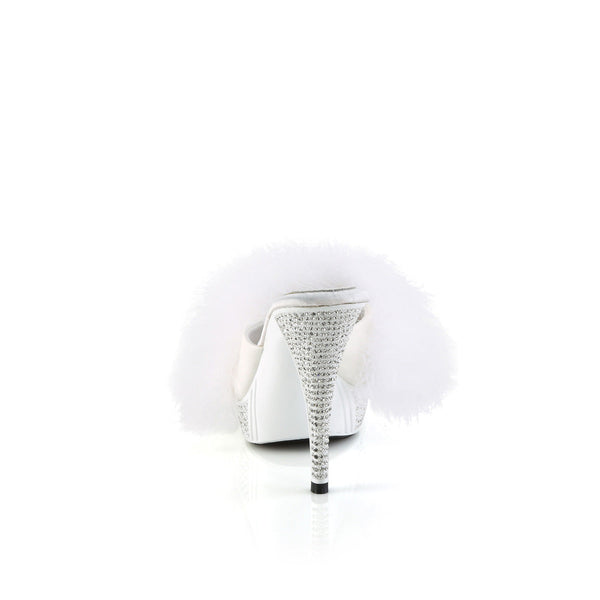 ELEGANT-401F Plateau Pantoletten mit Plüsch und Glitzer - Weiß von Fabulicious – Ansicht 4