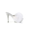 ELEGANT-401F Plateau Pantoletten mit Plüsch und Glitzer - Weiß von Fabulicious – Ansicht 5