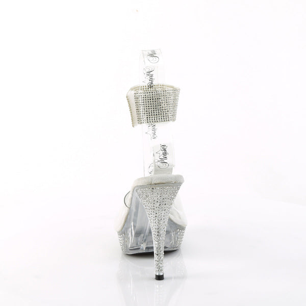 ELEGANT-442 Plateau Pantoletten - Transparent Glitzer von Pleaser – Ansicht 4