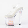 ENCHANT-708AQUA-01 Plateau Sandaletten - Transparent Blumen im Plateau | Pleaser