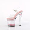 ENCHANT-708AQUA-03 Plateau Sandaletten - Transparent Rosa Sohle mit Herzen im Plateau | Pleaser