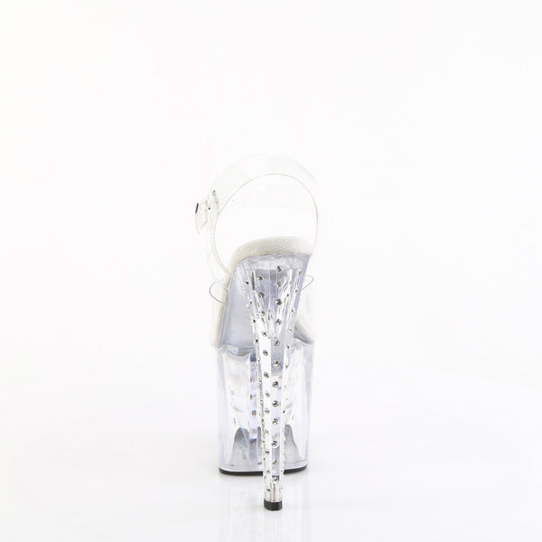 ENCHANT-708RS - Plateau High Heel Sandaletten - Transparent mit Strass von Pleaser – Ansicht 4