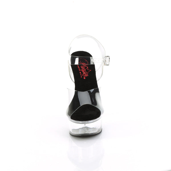 EXCITE-608 - Plateau High Heel Sandaletten - Schwarz/Transparent von Pleaser – Ansicht 2