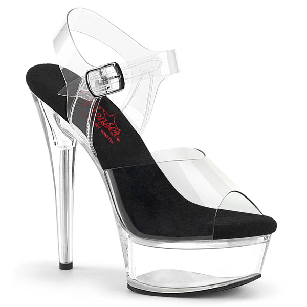 EXCITE-608 - Plateau High Heel Sandaletten - Schwarz/Transparent von Pleaser