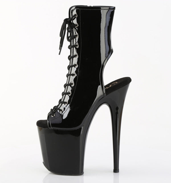 FLAMINGO-1016 Plateau Stiefeletten Schwarz Lack von Pleaser – Ansicht 3