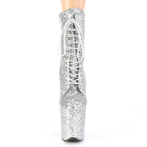 FLAMINGO-1020GWR Plateau Stiefeletten Grau Glitzer von Pleaser – Ansicht 2