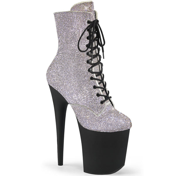 FLAMINGO-1020RS Plateau Stiefeletten Silber Glitzer von Pleaser