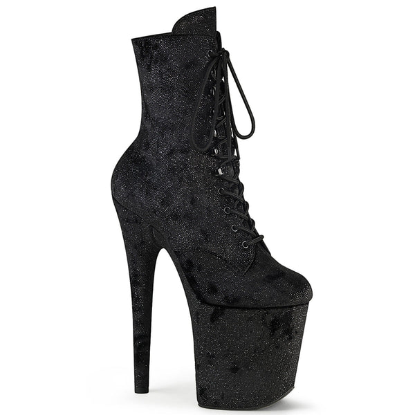 FLAMINGO-1020WR Plateau Stiefeletten Schwarz Matt Glitzer von Pleaser