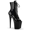 FLAMINGO-1021 Plateau Peeptoe Stiefeletten Schwarz Lack von Pleaser