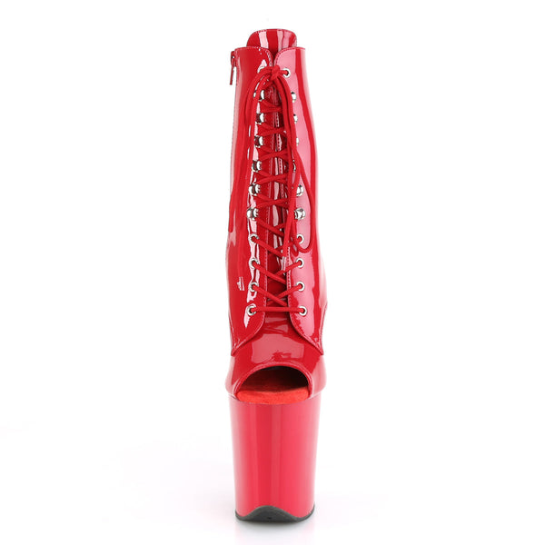 FLAMINGO-1021 Plateau Stiefeletten Peeptoe Rot Lack von Pleaser – Ansicht 2