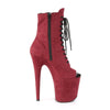 FLAMINGO-1021FS Plateau Stiefeletten Peeptoe Rot Velour von Pleaser – Ansicht 5