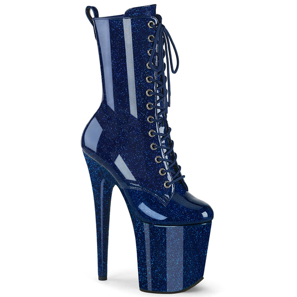 FLAMINGO-1040GP Plateau Stiefeletten Blau Lack von Pleaser