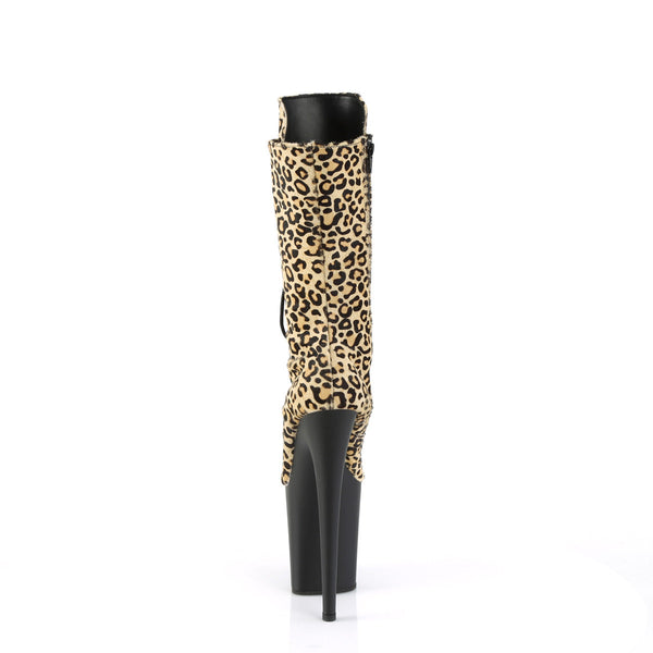FLAMINGO-1050LP Plateau Stiefeletten Leopardenmuster Samt von Pleaser – Ansicht 4