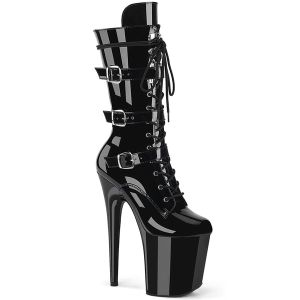 FLAMINGO-1053 - Plateau Stiefeletten - Schwarz Lack von Pleaser