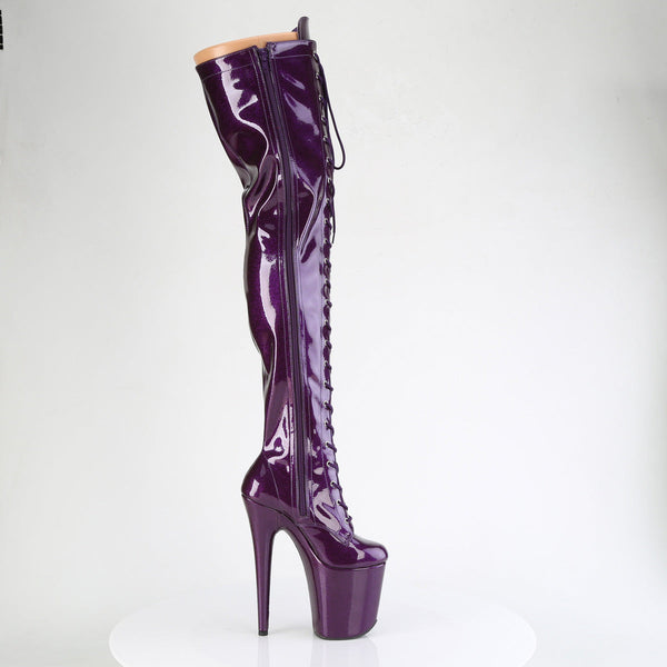 FLAMINGO-3020GP Plateau Overknee Stiefel Lila Glitzer von Pleaser – Ansicht 5