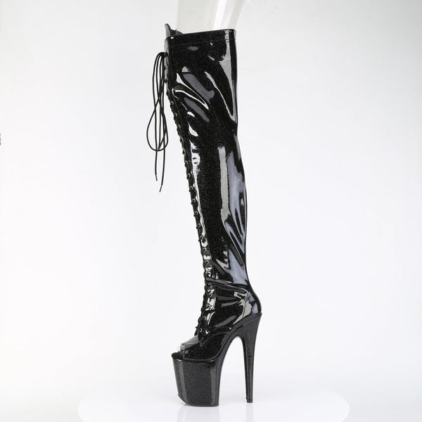 FLAMINGO-3021GP Plateau Overknee Stiefel Schwarz von Pleaser – Ansicht 3