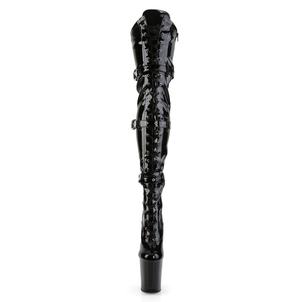 FLAMINGO-3028 Plateau Overknee Stiefel Schwarz von Pleaser – Ansicht 2