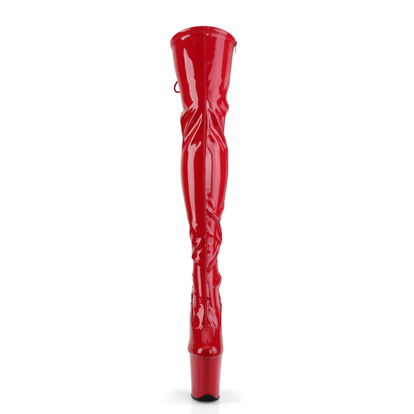 FLAMINGO-3063 Plateau Overknee Stiefel Rot Lack von Pleaser – Ansicht 2