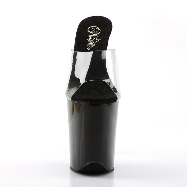 FLAMINGO-801 Plateau Pantoletten Transparent/Schwarz von Pleaser – Ansicht 2
