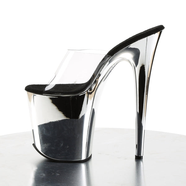 FLAMINGO-801 Plateau Pantoletten Chrom von Pleaser – Ansicht 3