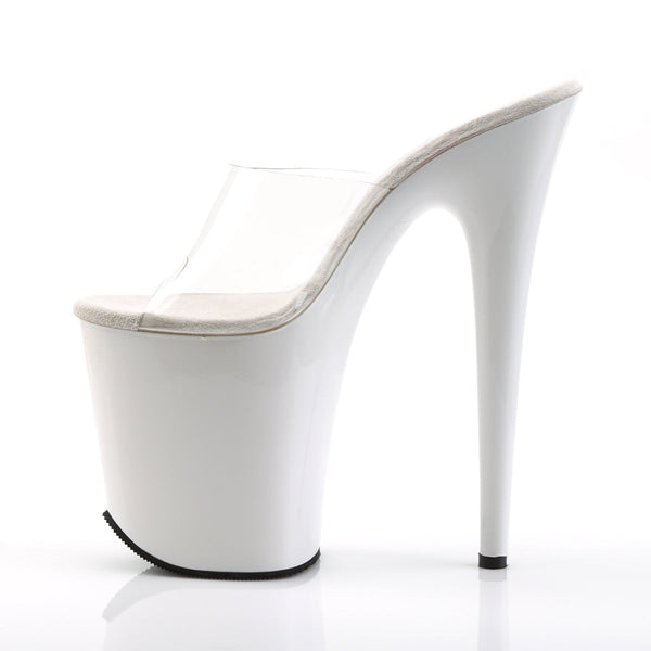 FLAMINGO-801 Plateau Pantoletten Transparent/Weiß von Pleaser – Ansicht 3