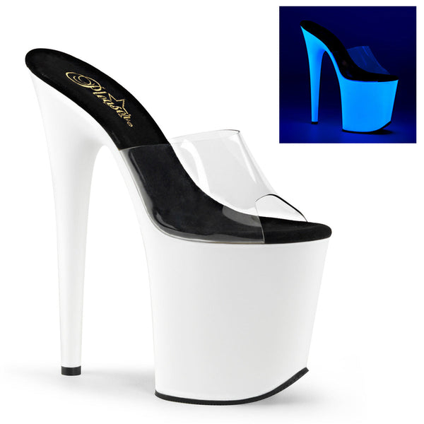 FLAMINGO-801UV Plateau Pantoletten Weiß UV von Pleaser