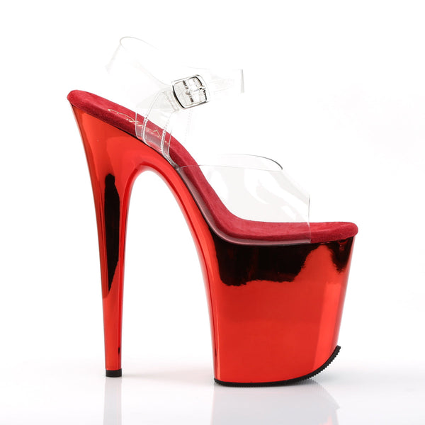 FLAMINGO-808 Plateau Sandaletten Rot Chrome von Pleaser – Ansicht 5