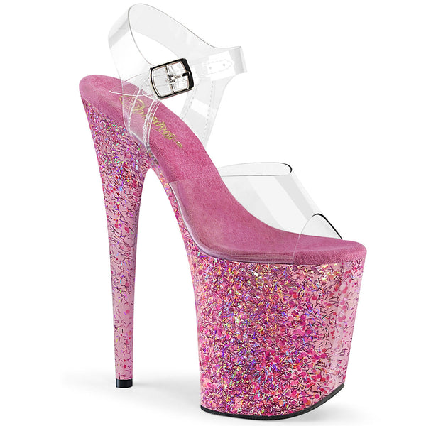FLAMINGO-808CF Plateau Sandaletten - Pink Glitzer von Pleaser