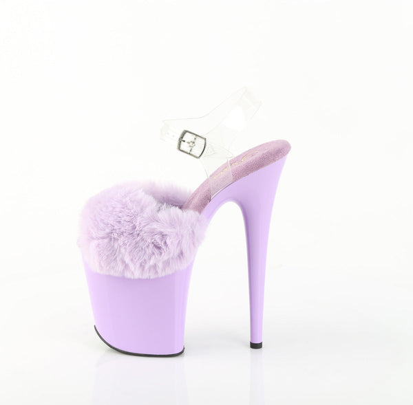 FLAMINGO-808FUR Plateau Sandaletten Lila Lack Kunstfell von Pleaser – Ansicht 3