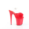 FLAMINGO-808FUR Plateau Sandaletten Rot Lack Kunstfell von Pleaser – Ansicht 5