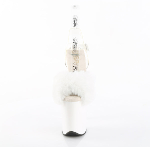 FLAMINGO-808FUR Plateau Sandaletten Weiß Lack Kunstpelz von Pleaser – Ansicht 2