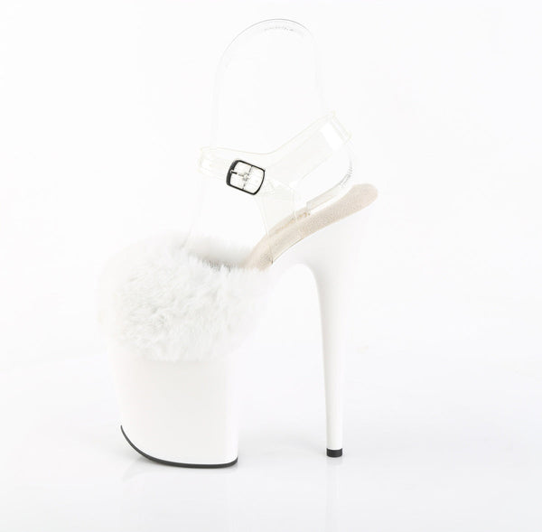 FLAMINGO-808FUR Plateau Sandaletten Weiß Lack Kunstpelz von Pleaser – Ansicht 3