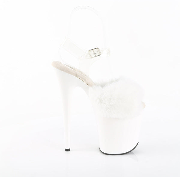 FLAMINGO-808FUR Plateau Sandaletten Weiß Lack Kunstpelz von Pleaser – Ansicht 5