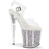 FLAMINGO-808G Plateau Sandaletten Silber Transparent von Pleaser