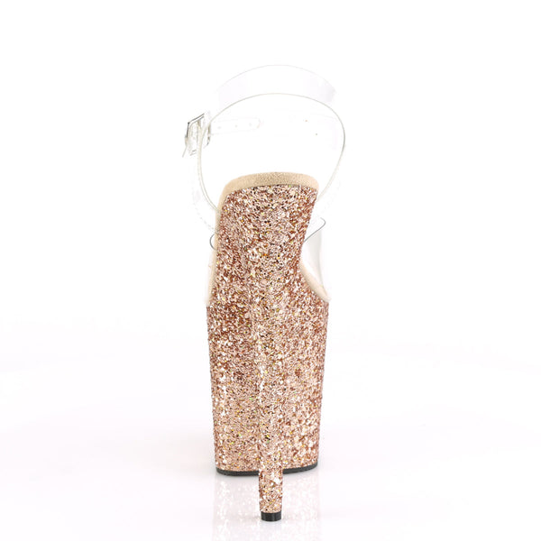 FLAMINGO-808LG Plateau Sandaletten Rose Gold Glitzer von Pleaser – Ansicht 4